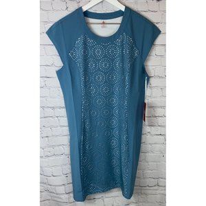NWT KRIMSON KLOVER Womens' Jasmine Laser Cut Harbor Blue Dress Size Medium